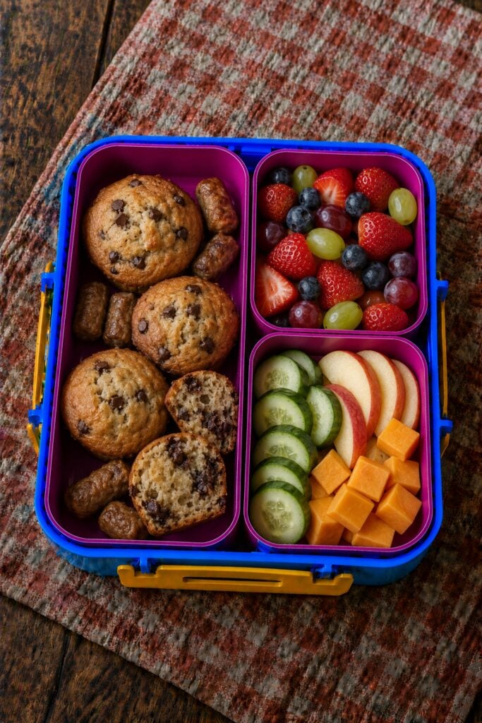 Banana muffins studded with chocolate chips
