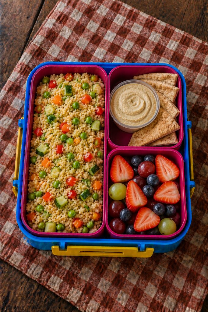 Fluffy couscous with diced vegetables