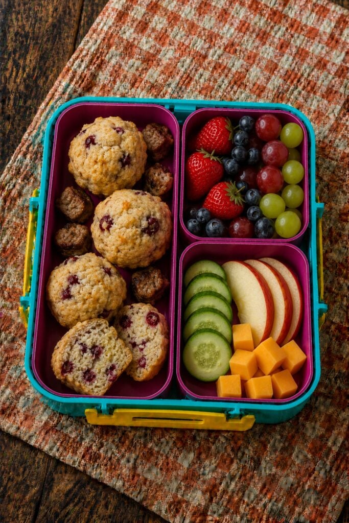 Muffins studded with cranberries and orange zest