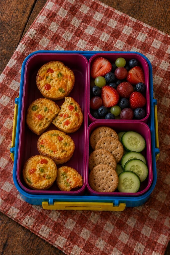 Baked egg muffins with veggies and cheese