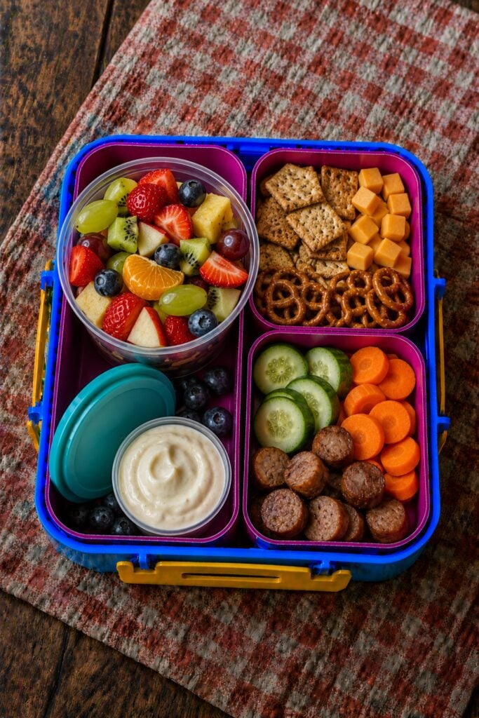 Mixed fruit salad in a small cup