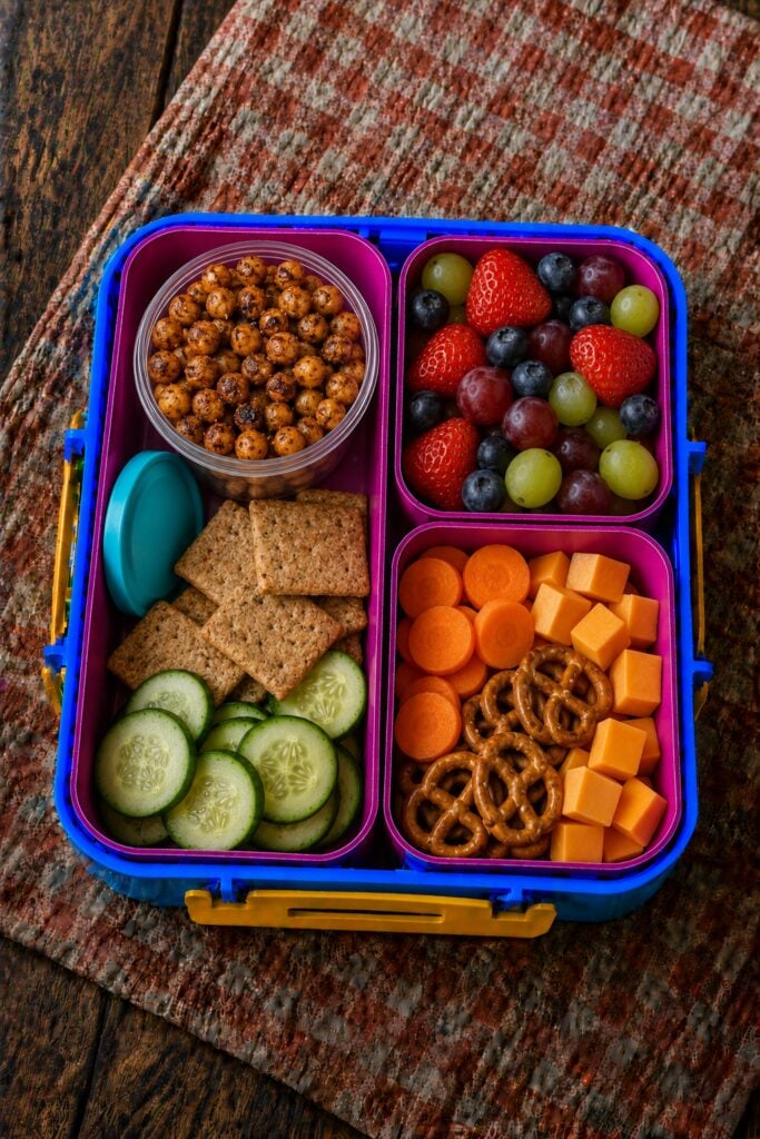 Crispy roasted chickpeas in a small cup