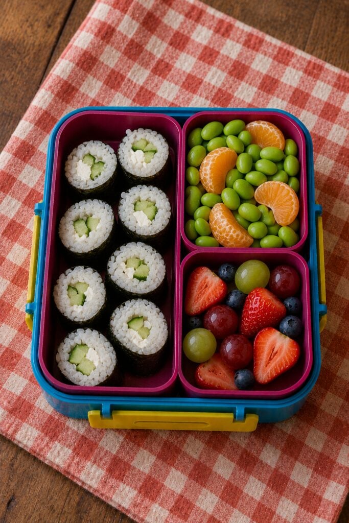 Kid-friendly rice rolls sliced into rounds