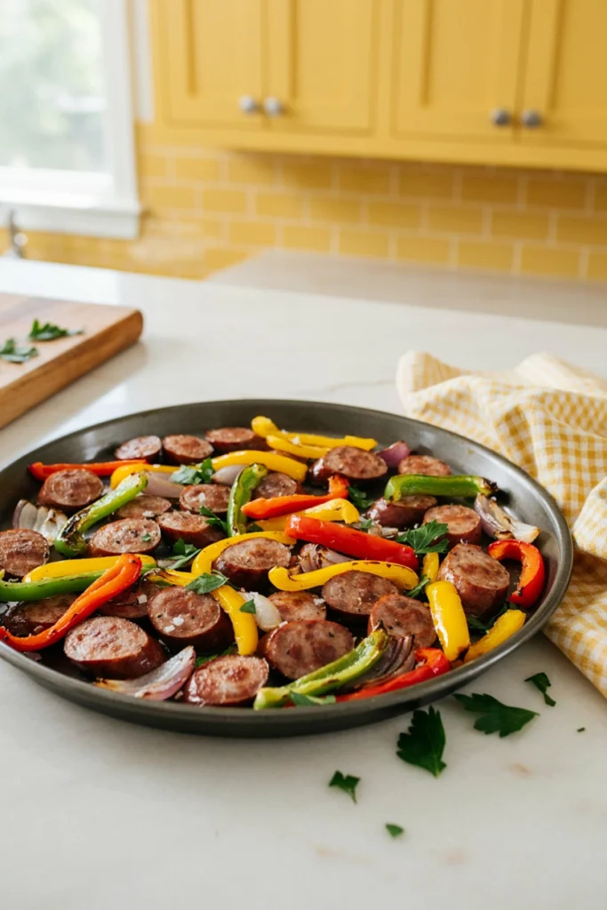 Sheet pan sausage and peppers