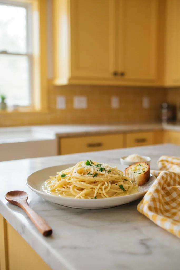 Spaghetti with butter and parmesan