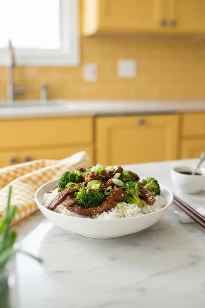 Beef and broccoli rice bowl