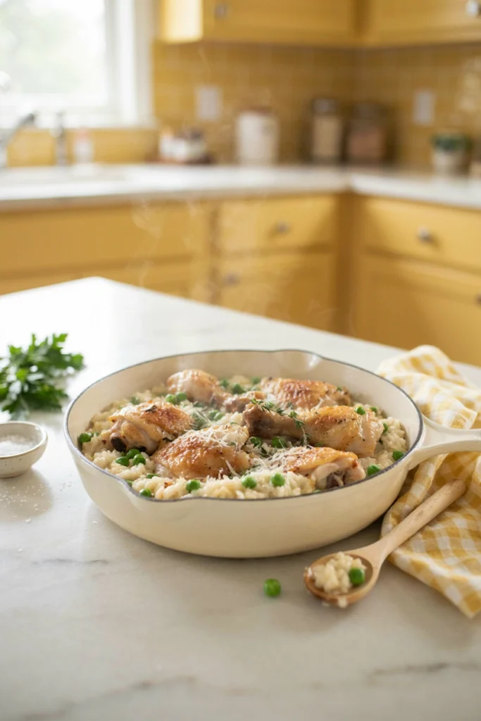 One-pot creamy chicken and rice in a pot