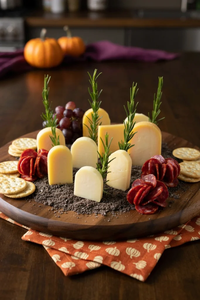 Cheese Board Graveyard - Halloween appetizer recipe