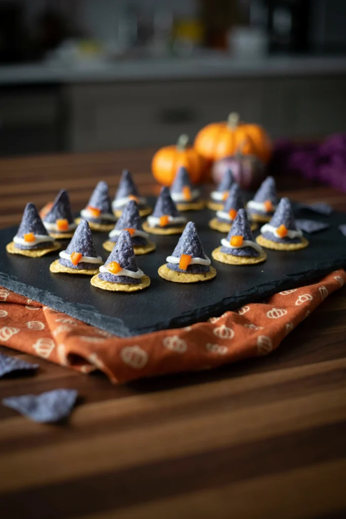 Witch Hat Cheese Bites - Halloween appetizer recipe