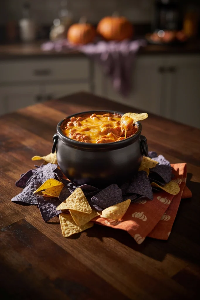Buffalo Chicken Dip Cauldron - Halloween appetizer recipe