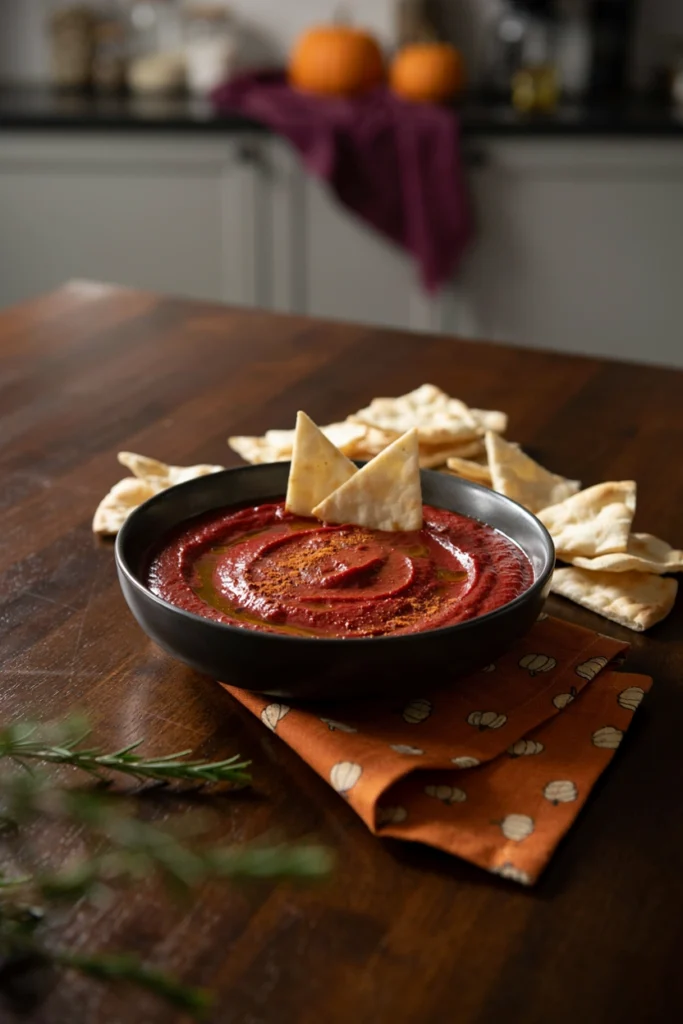 Roasted Red Pepper Vampire Dip - Halloween appetizer recipe