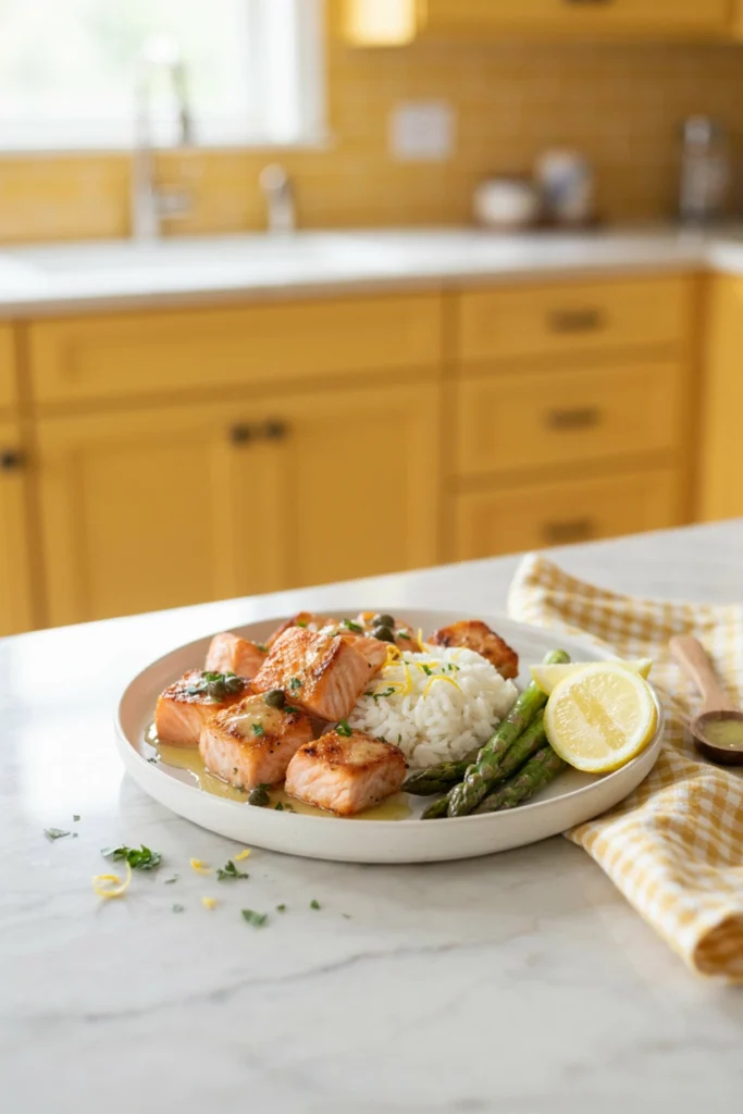 Pan-seared lemon butter salmon bites