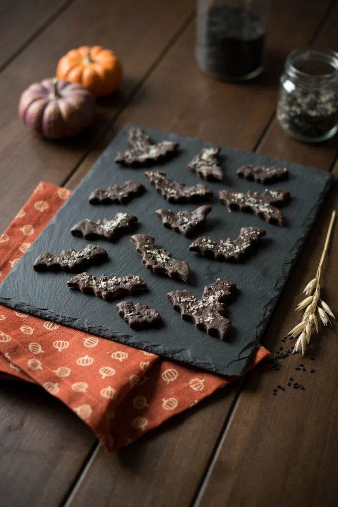 Crispy Parmesan Bat Crackers - Halloween appetizer recipe