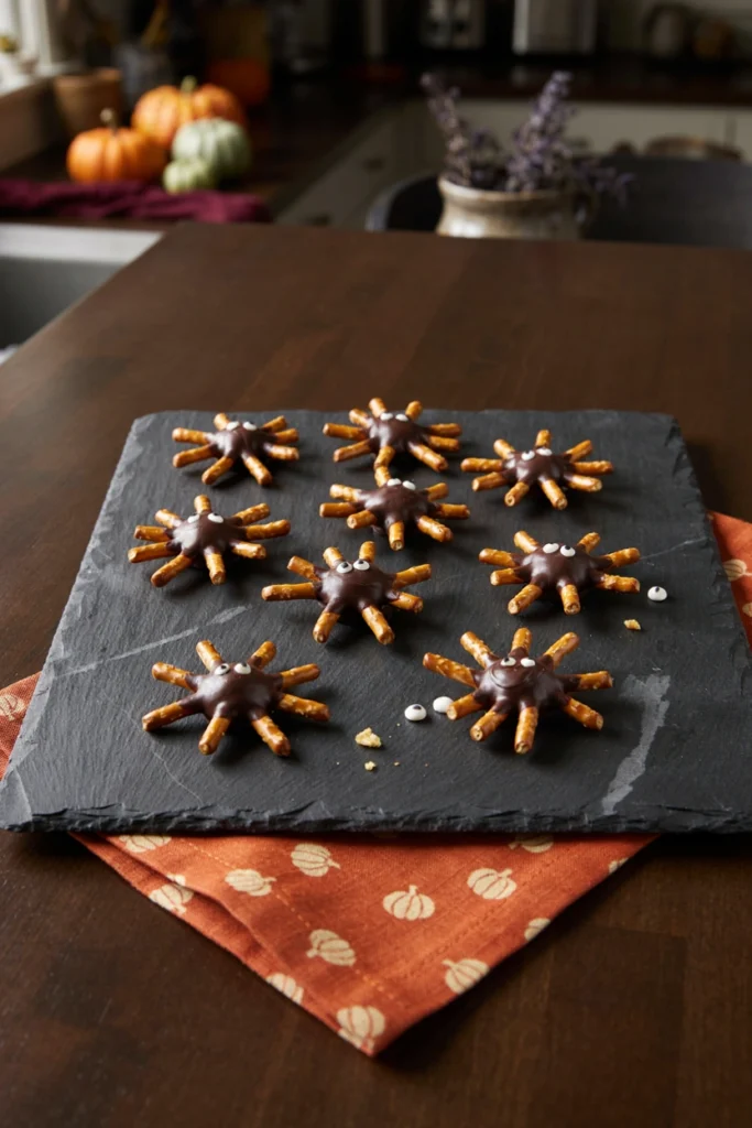 Pretzel Spiders - Halloween appetizer recipe
