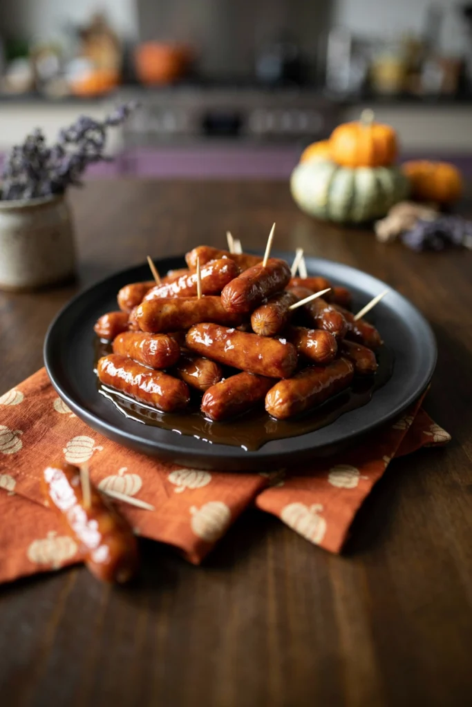 Salted Caramel Sausage Bites - Halloween appetizer recipe