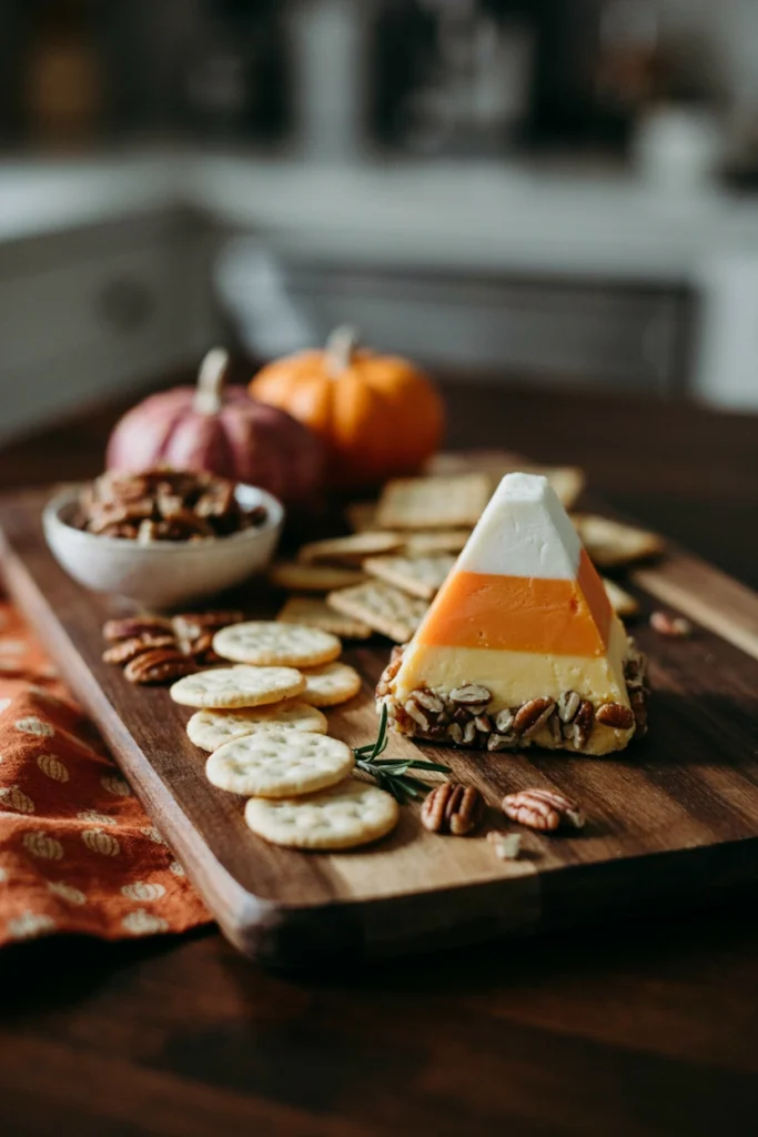 Candy Corn Cheese Ball - Halloween appetizer recipe