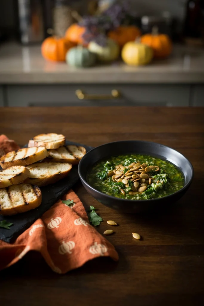 Pumpkin Seed Chimichurri - Halloween appetizer recipe