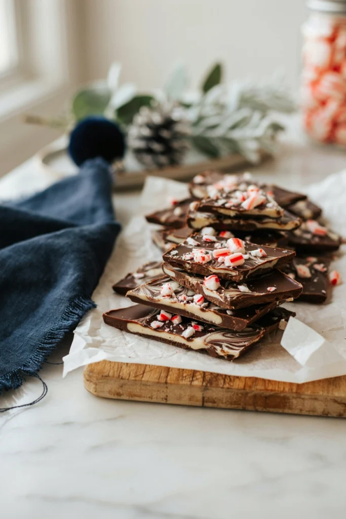 Peppermint Bark Chocolate Bark, Christmas potluck recipe