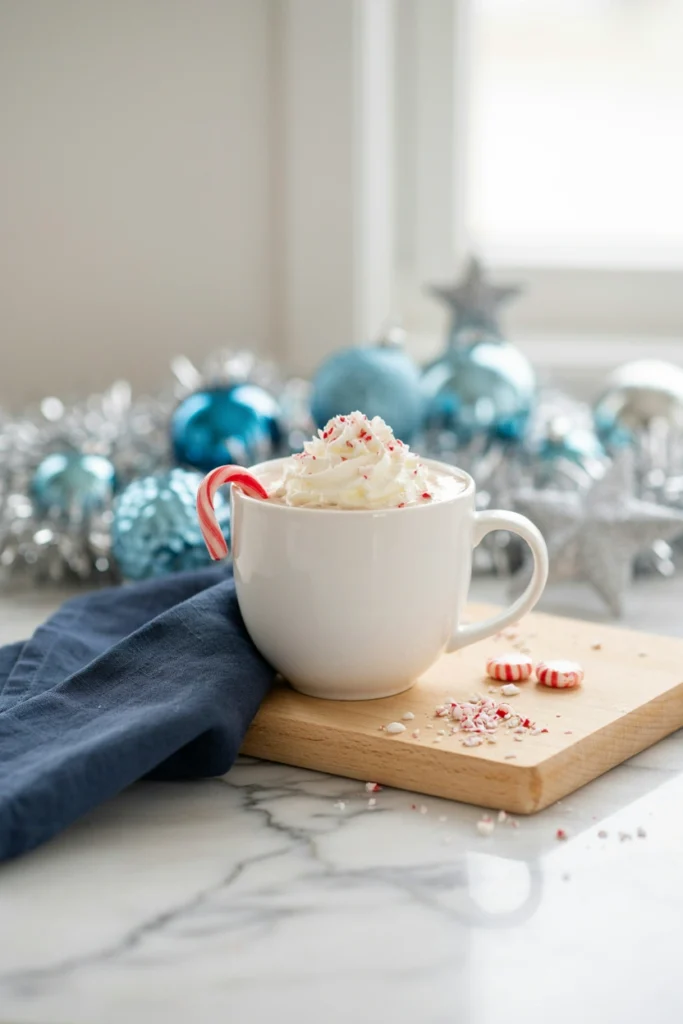 Peppermint White Hot Chocolate, Christmas potluck recipe