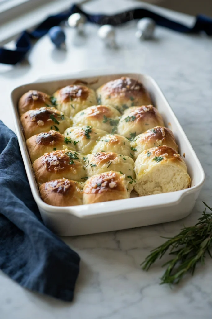 Herb Butter Dinner Rolls, Christmas potluck recipe