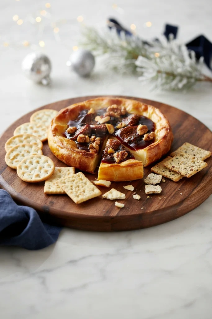 Baked Brie with Fig Jam and Walnuts, Christmas potluck recipe