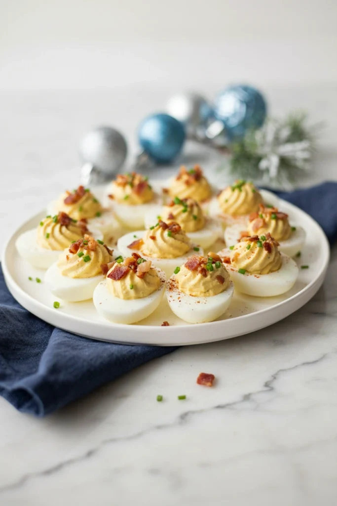 Deviled Eggs with Crispy Bacon, Christmas potluck recipe
