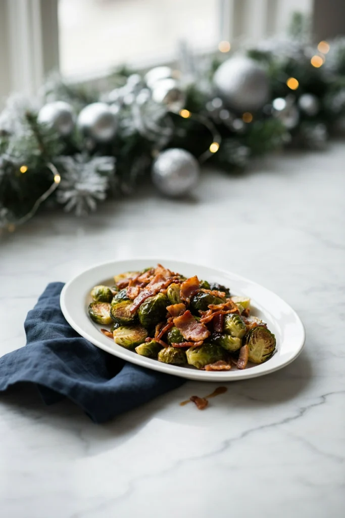 Maple Bacon Brussels Sprouts, Christmas potluck recipe