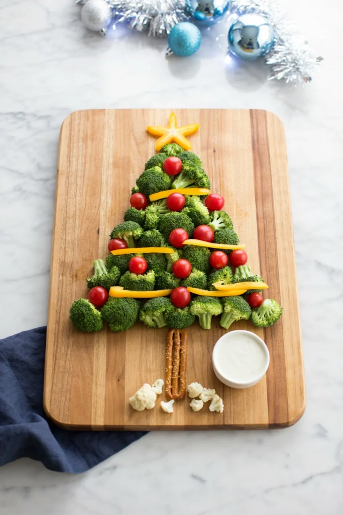 Christmas Tree Veggie Platter, Christmas potluck recipe