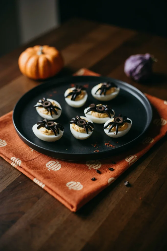 Spider Deviled Eggs - Halloween appetizer recipe