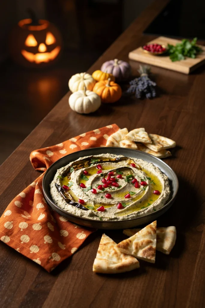 Smoky Baba Ganoush with Charred Skin - Halloween appetizer recipe