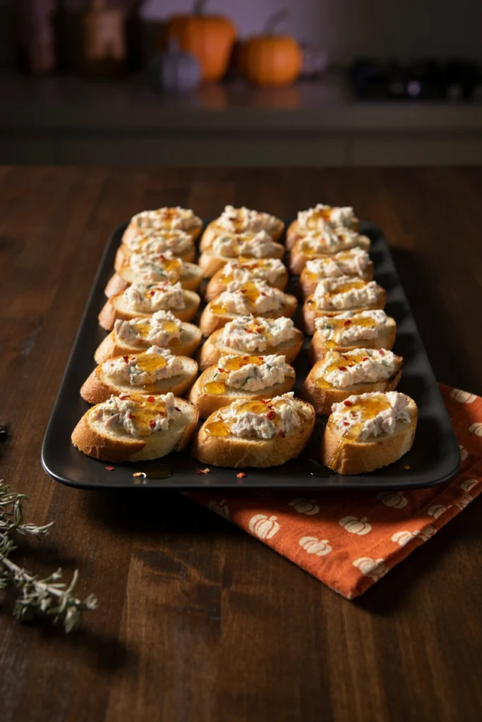 Diablo Deviled Ham Crostini - Halloween appetizer recipe
