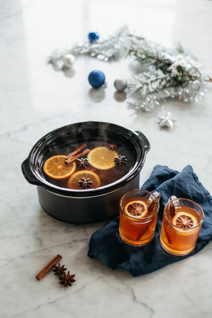 Slow Cooker Spiked Apple Cider, Christmas potluck recipe