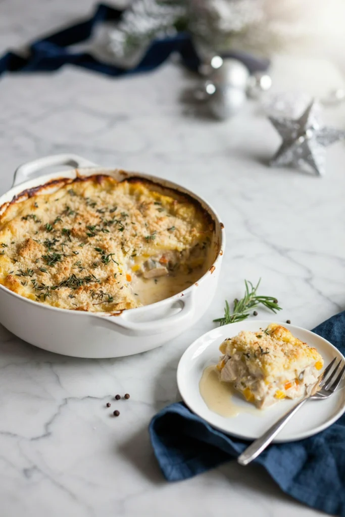 Cheesy Chicken and Stuffing Bake, Christmas potluck recipe