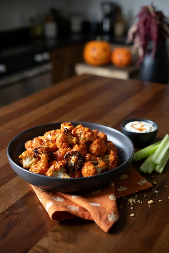 Buffalo Cauliflower Bites - Halloween appetizer recipe