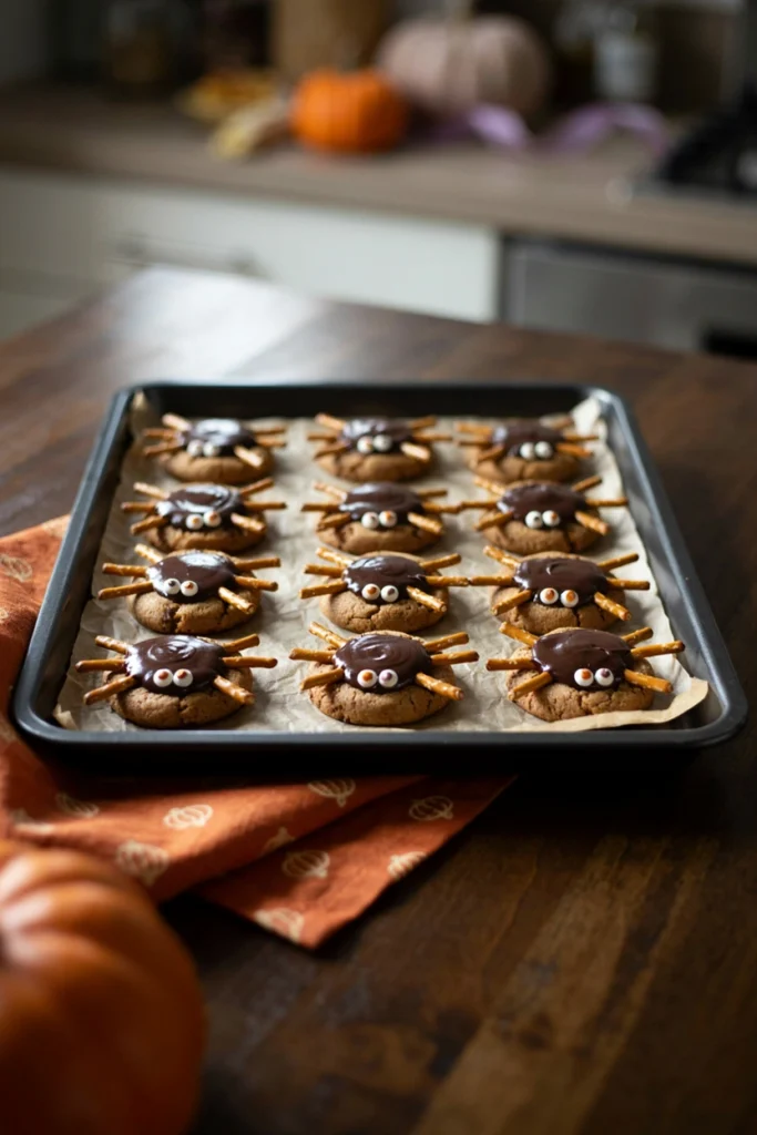 Peanut Butter Spider Cookies - Halloween appetizer recipe