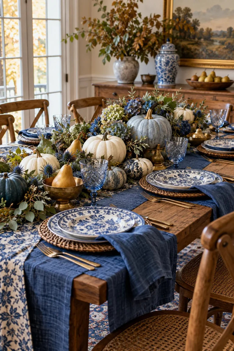 25 Blue Thanksgiving Table Ideas That Still Feel Warm and Cozy