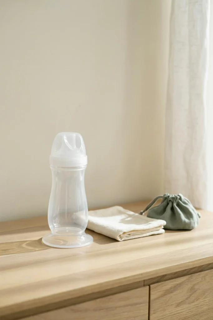 Silicone breast milk collector with suction base, a breastfeeding baby shower gift