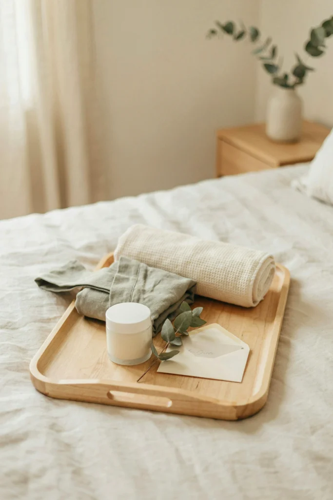 Spa gift card and towels, a relaxing baby shower gift for the new mom